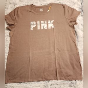 VS Pink Everyday Tee Sz 2X NWT Chocolate w/ Silver Logo
